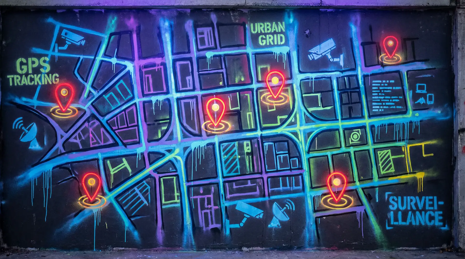 顺丰科技 狗仔追踪地图 - 城市涂鸦风格